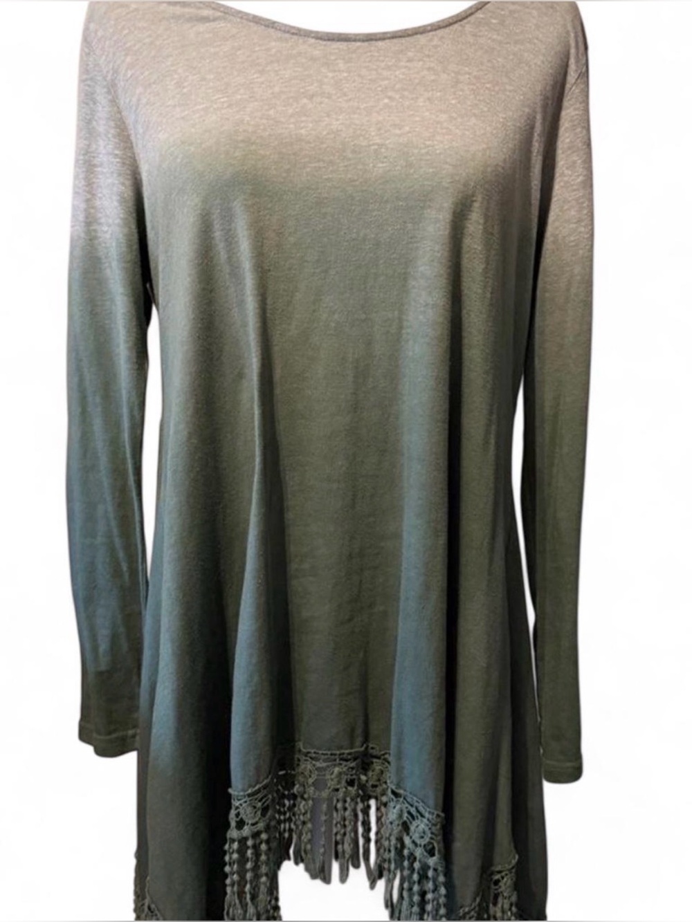 Umgee Gray/Green Ombre Long Sleeve Tunic